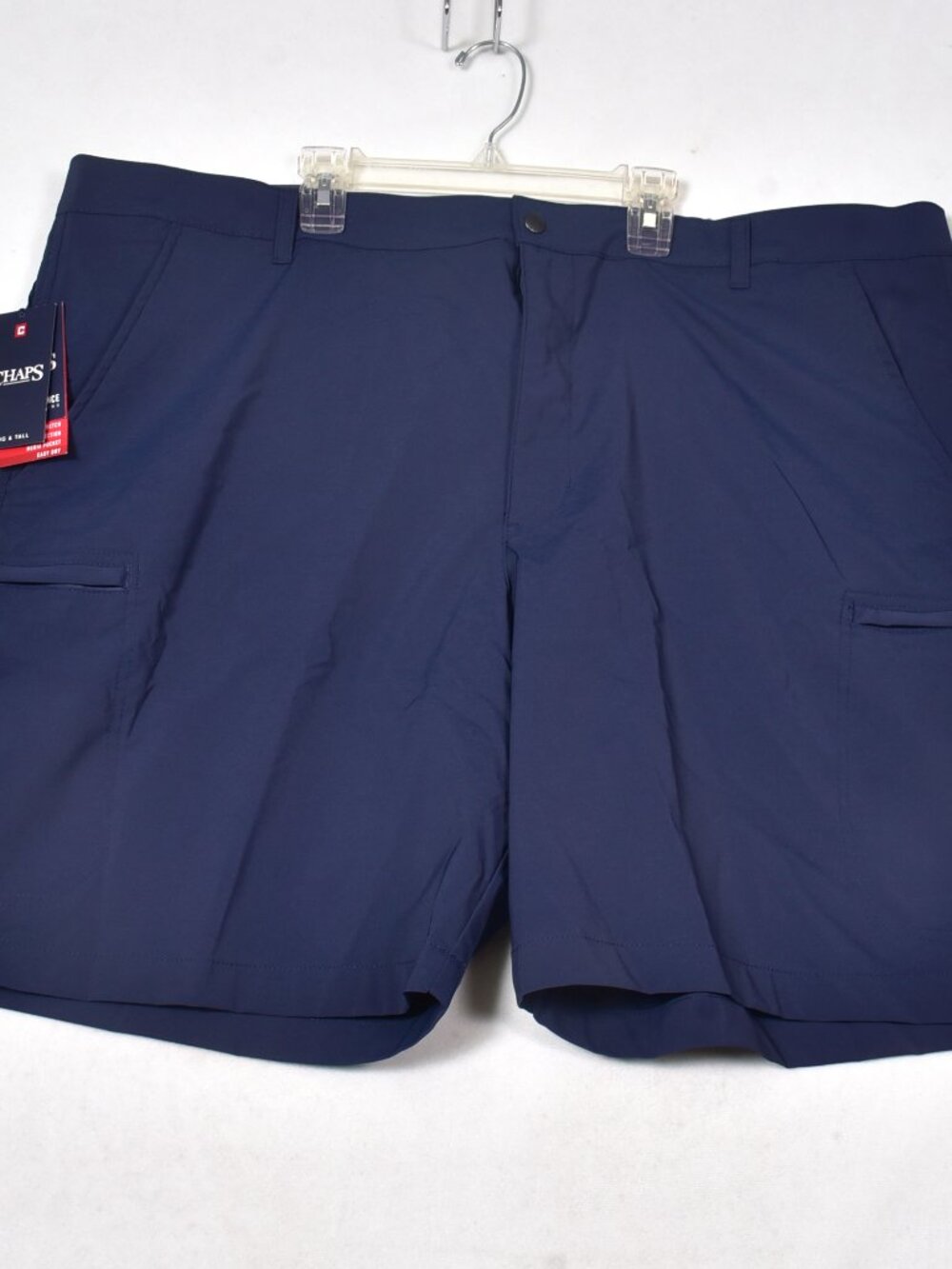 CHAPS Men's Big & Tall Flat Front Stretch Chino 9" Shorts Navy Blue Size 42 NWT